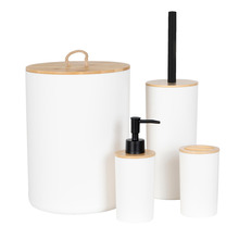 Badeværelsessæt i hvid/bambus 4 dele